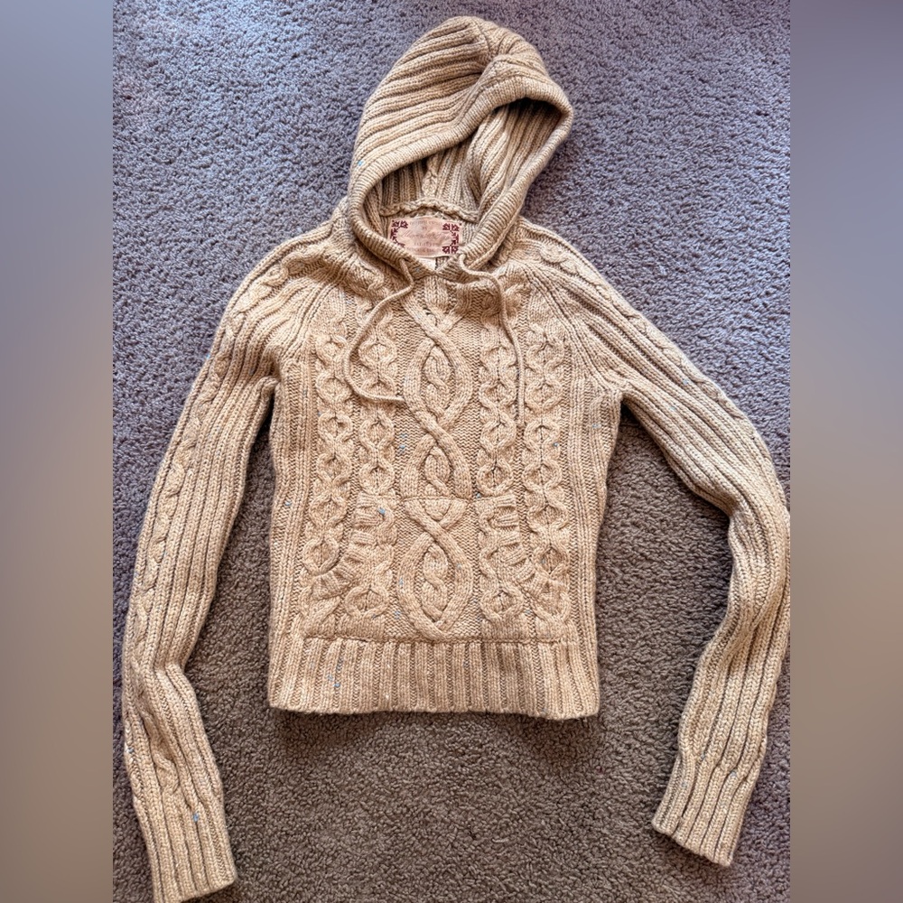 East Coast Vintage By Abercrombie & Fitch Hooded Cable Knit Wool Blend Sweater M